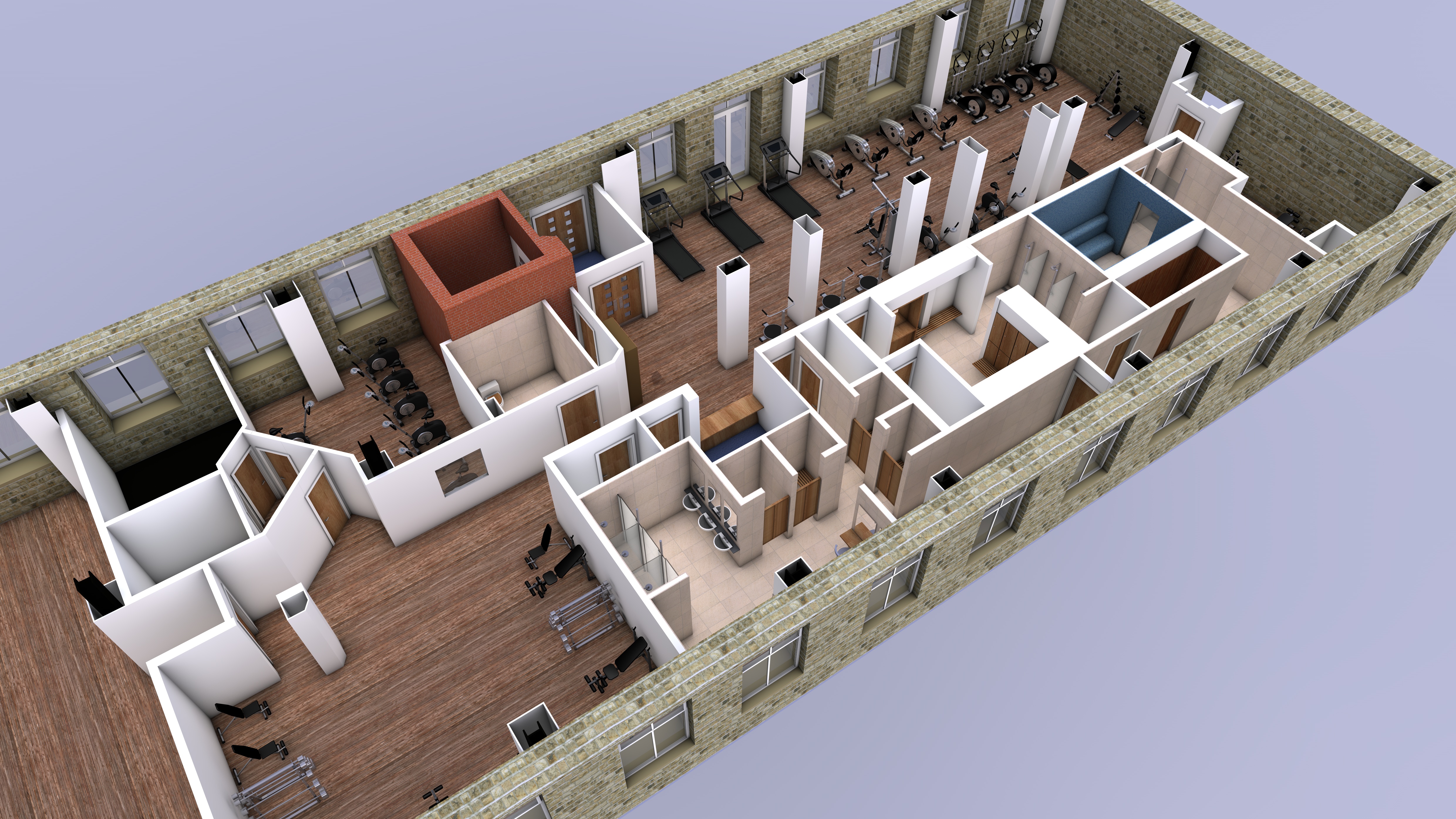 Gym Refurbisment, Huddersfield, W. Yorks. Code L6 Architecture